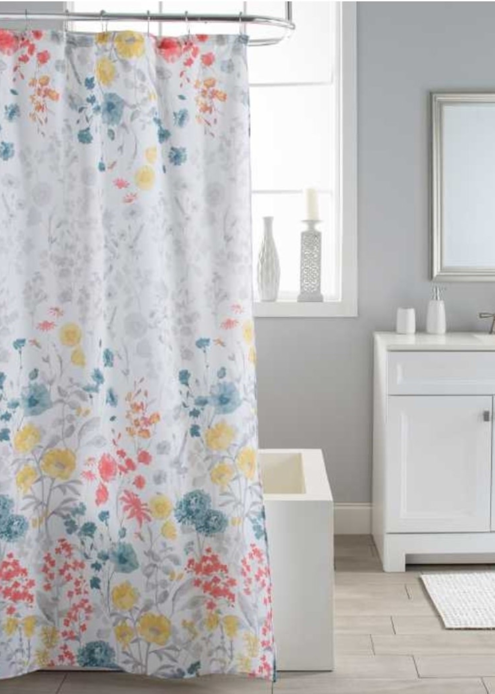 Moda@Home *Wild Flower Slub Fabric Shower Curtain-Moda