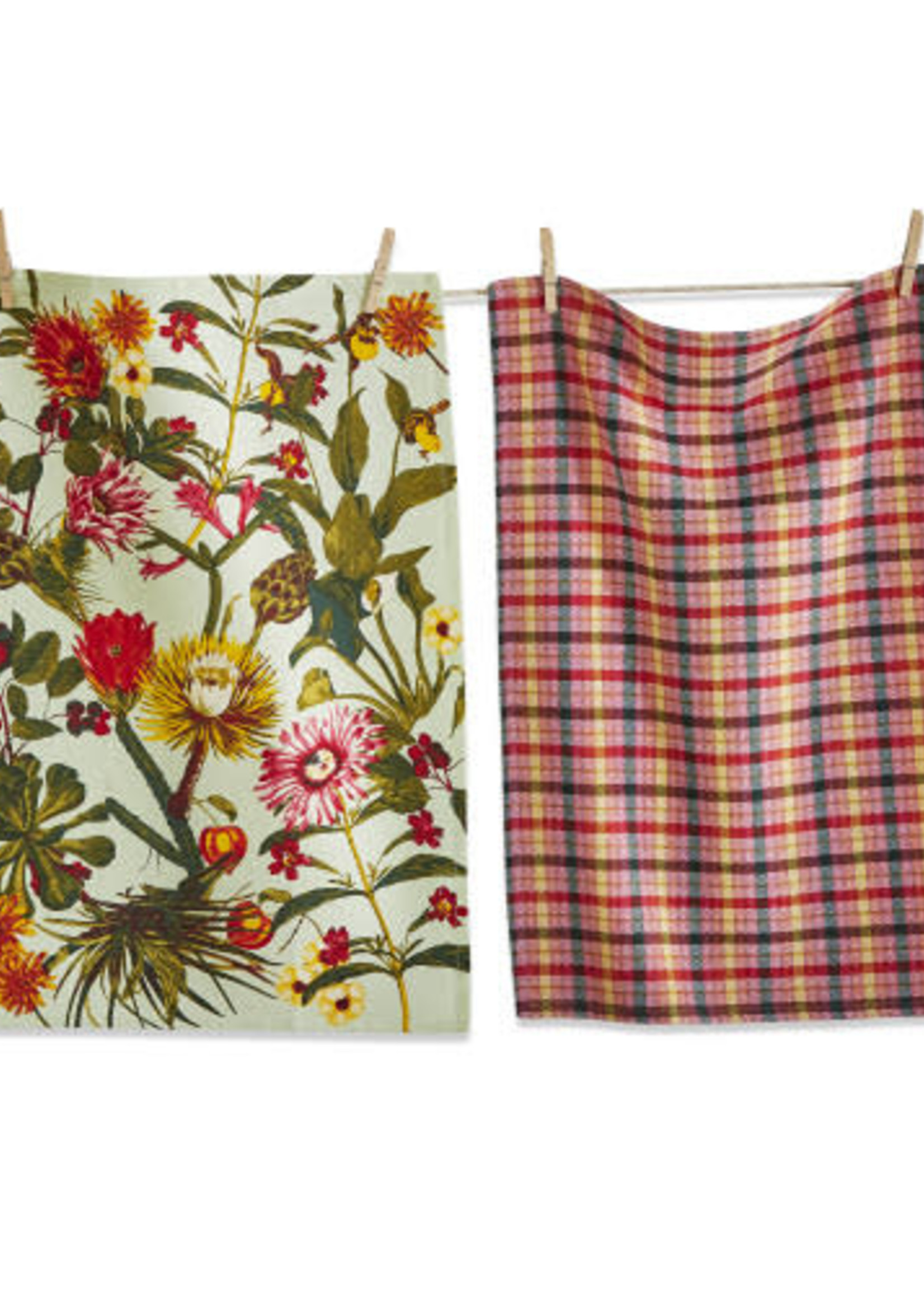 Tag *s/2 Botanist's Garden Floral/Check Tea Towels Tag-Design Home