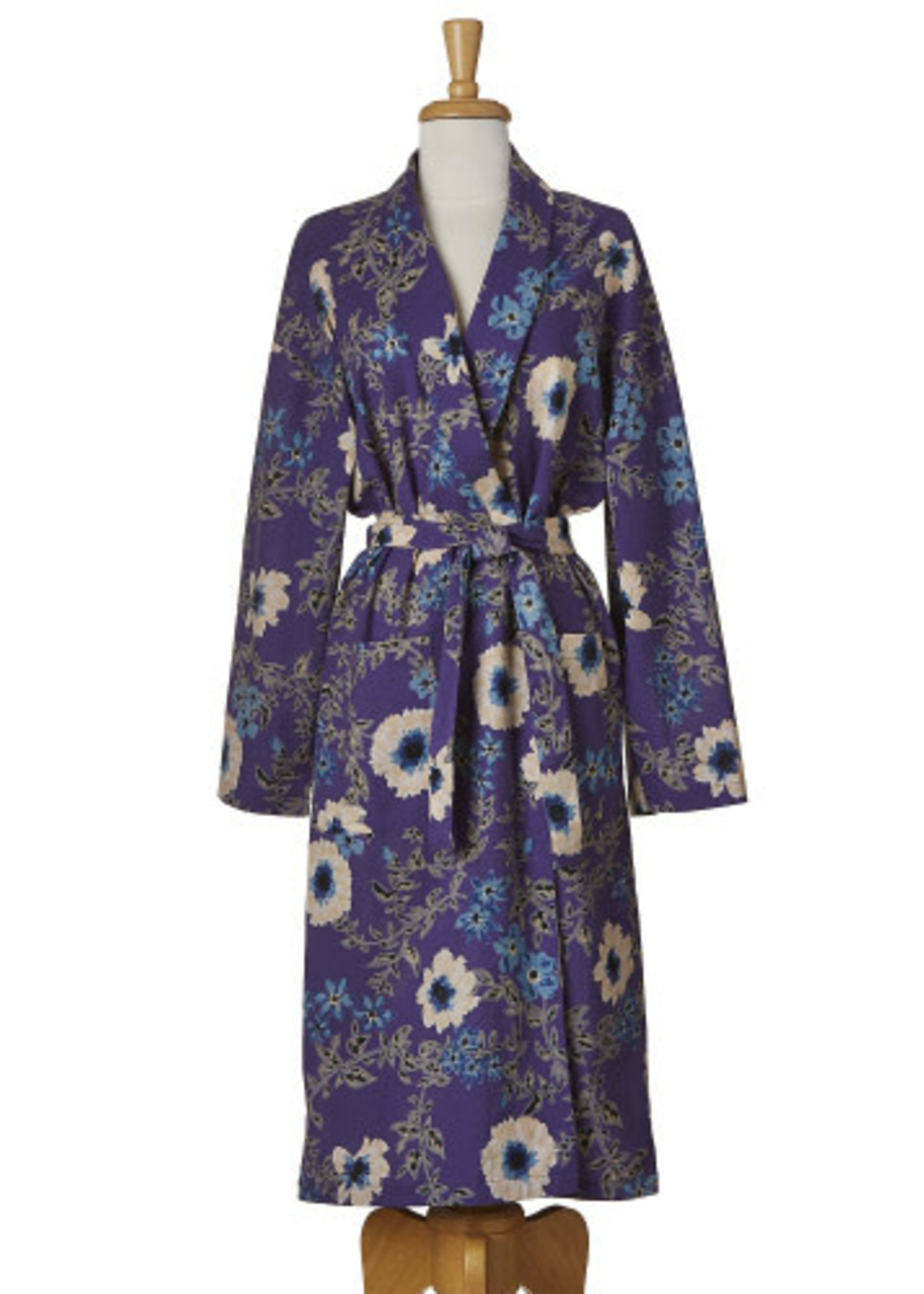 *O/S Blue w/White Blossoms Robe-Design