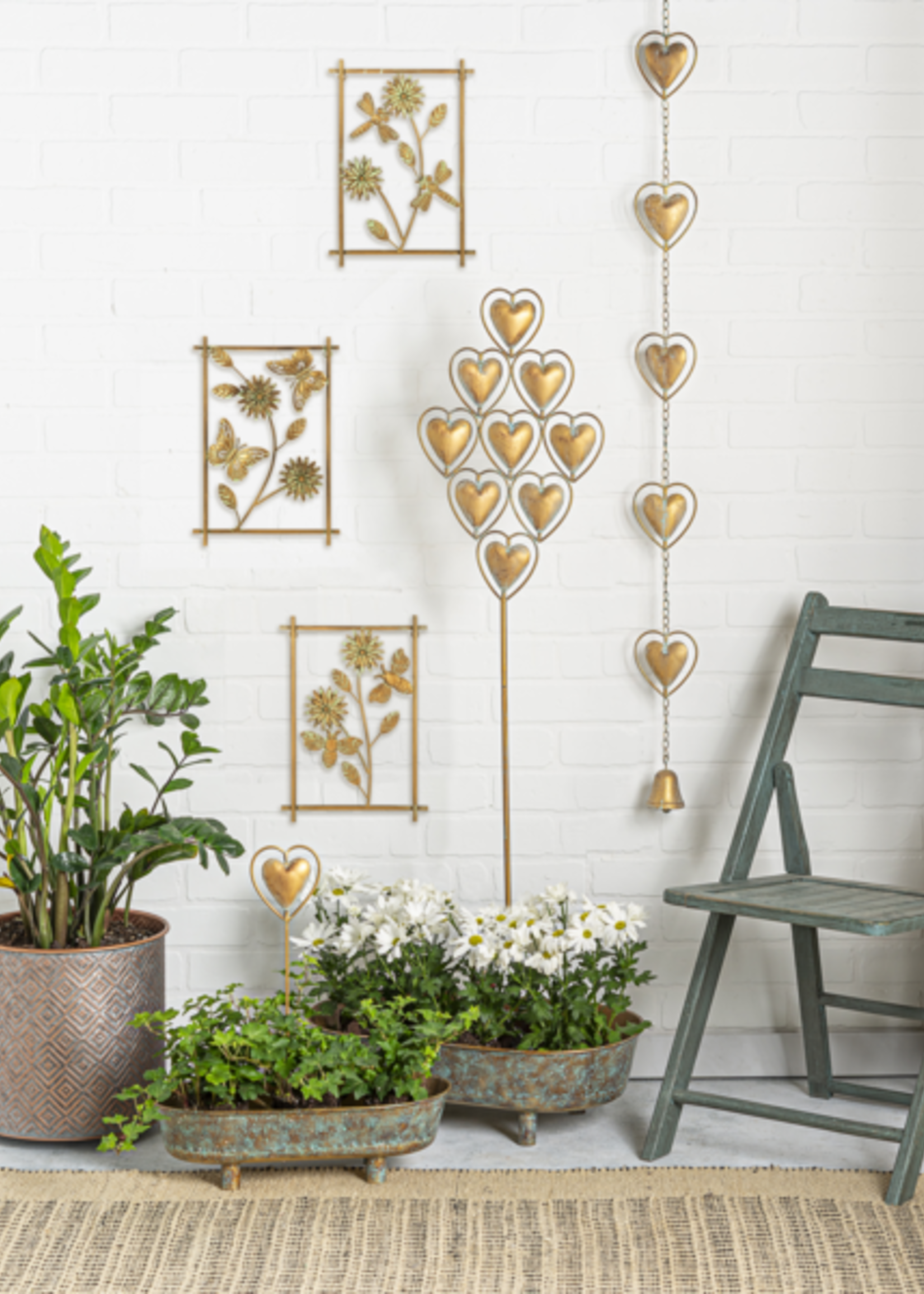 Ganz *70" Gold Patina Hearts Rain Chain-Ganz