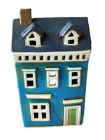 Koppers *9" Blue Ceramic House Candle Holder-Koppers