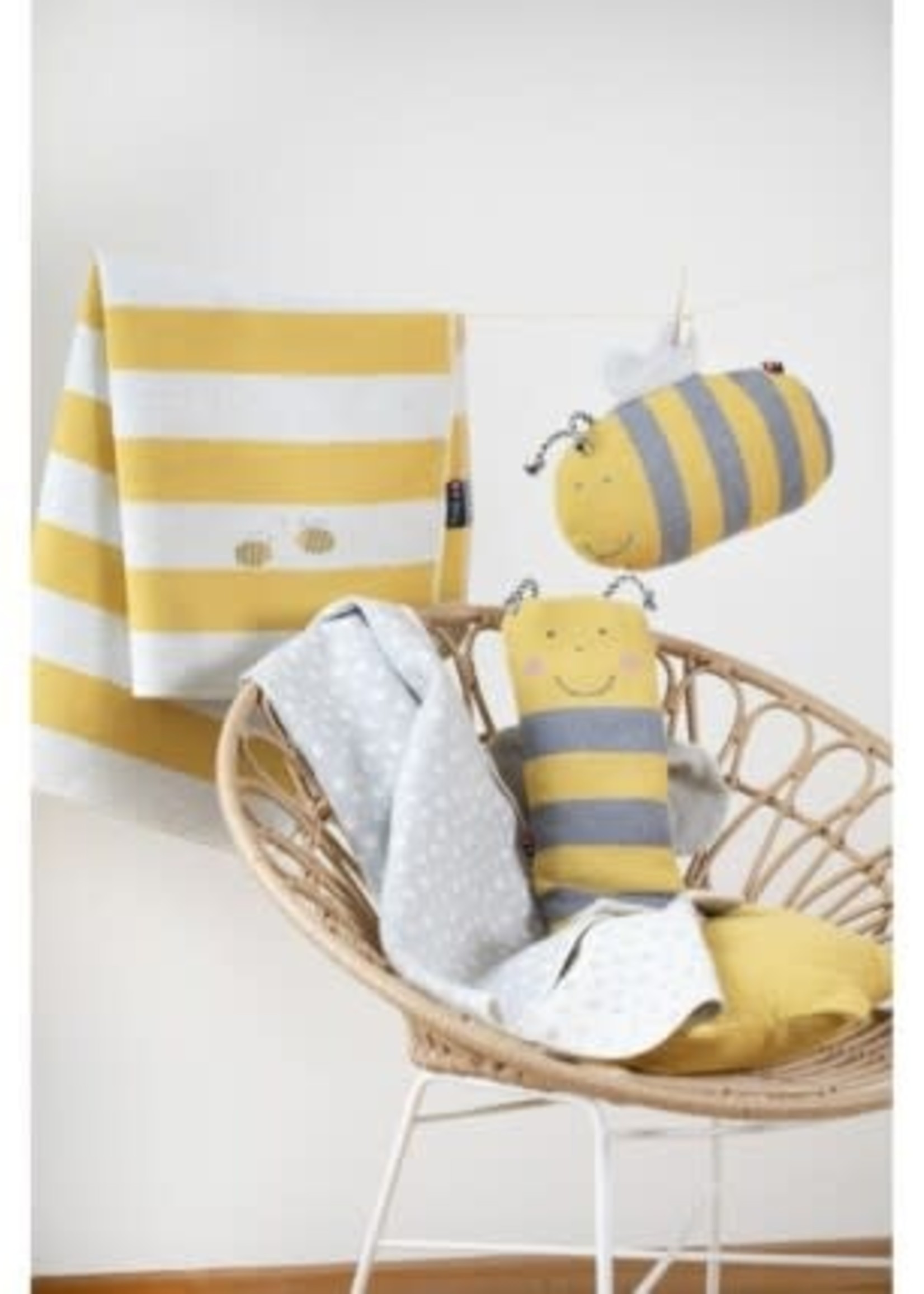 Fussenegger *28x36" Yellow/Grey Striped Juwel Bee Blanket  Fussenegger-Design