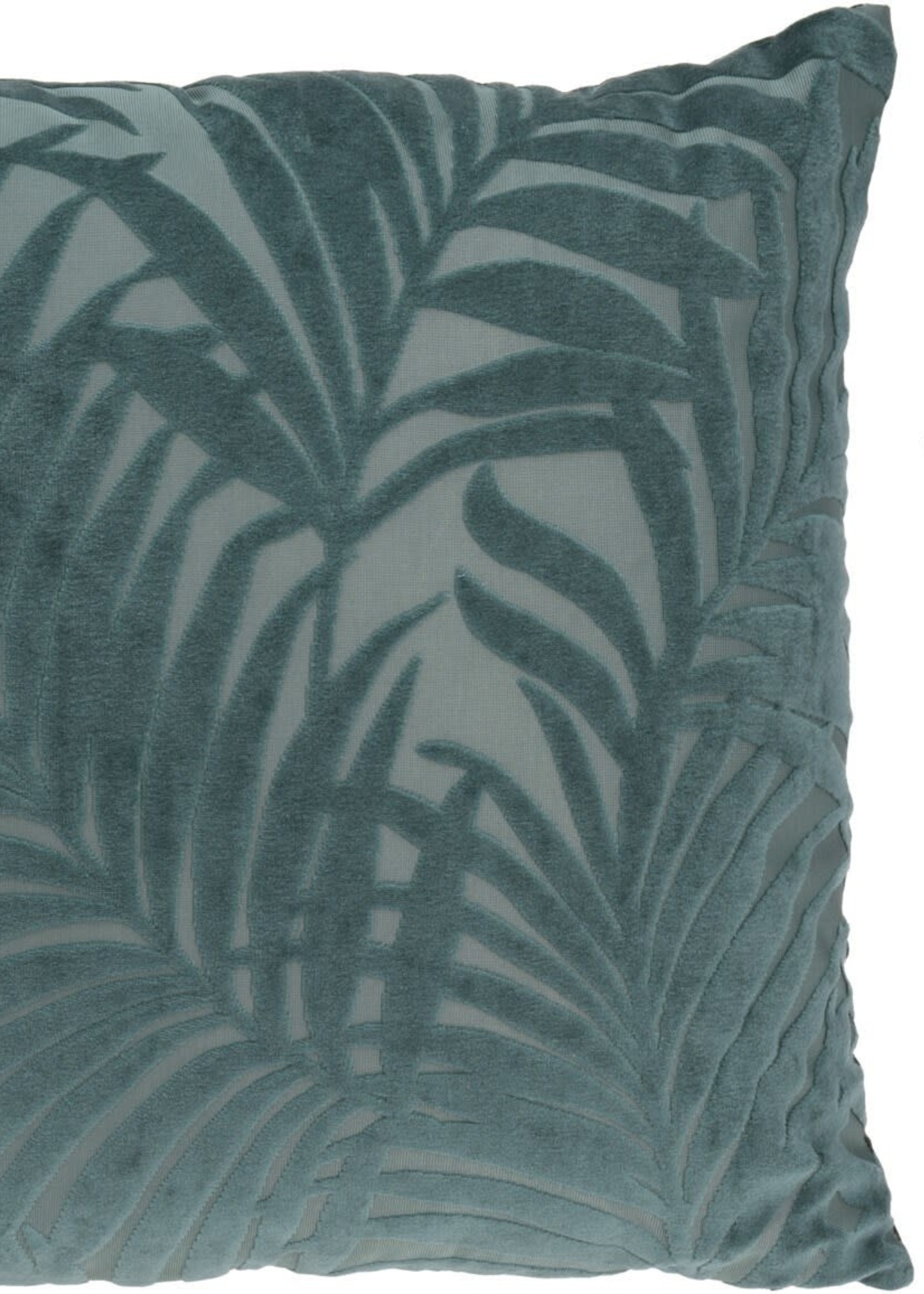 Nach *18x18" Green/Tan Velvet Palm Leaf Cushion-NACH