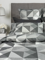 Cuddle Down *Qn Grey Geometrics w/Small Stripes Quadrant Duvet Cover-Cuddle Down