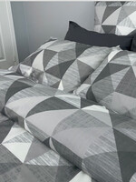 Cuddle Down *s/2 *Qn Grey Geometrics w/Small Stripes Quadrant Pillow Cases-Cuddle Down