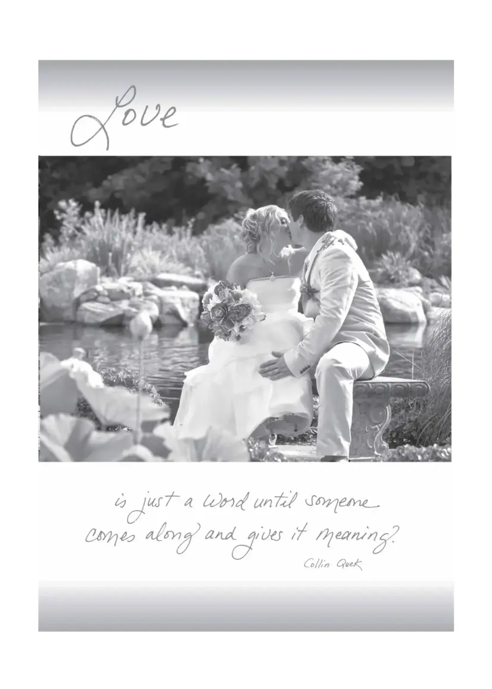 Bella Flor *Bride and Groom Kissing on Bench Wedding Card-Bella Flor