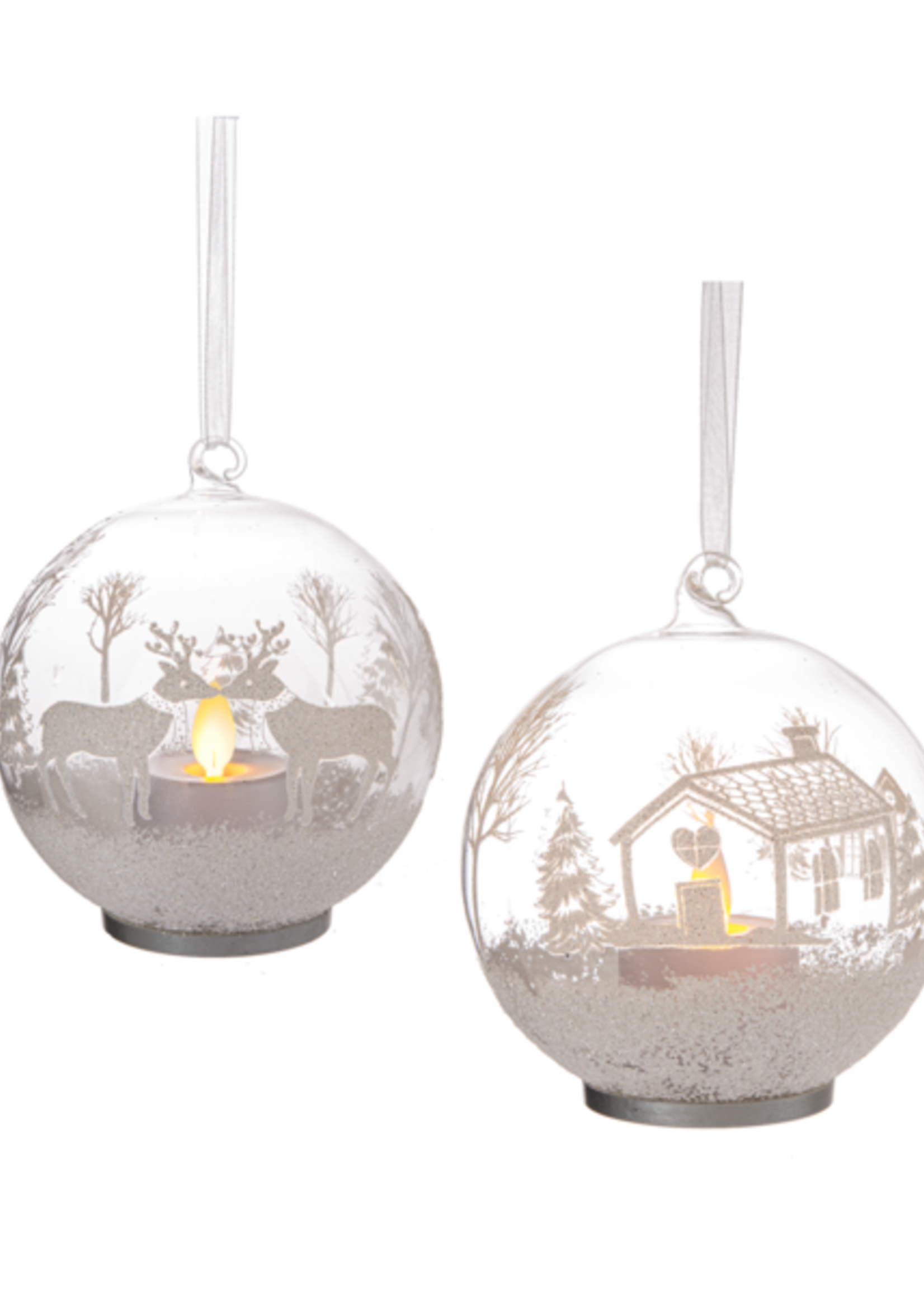 Ganz *4" Asstd LED Glass Reindeer Ornament-Ganz