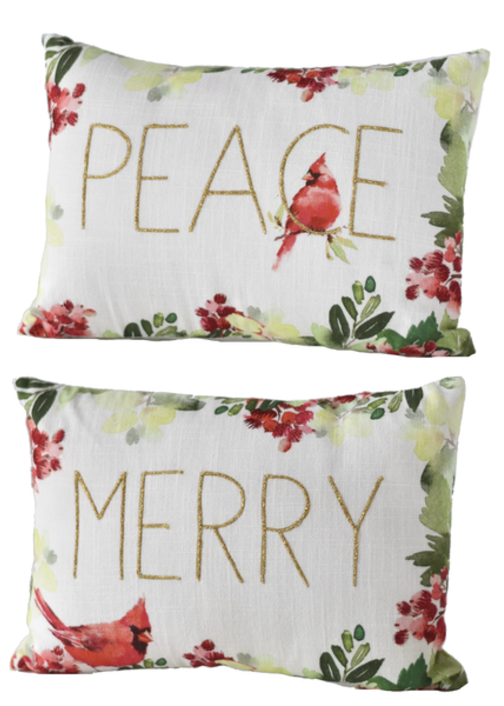 Ganz *10x14" Merry/Peace w/Cardinal Pillow-Ganz