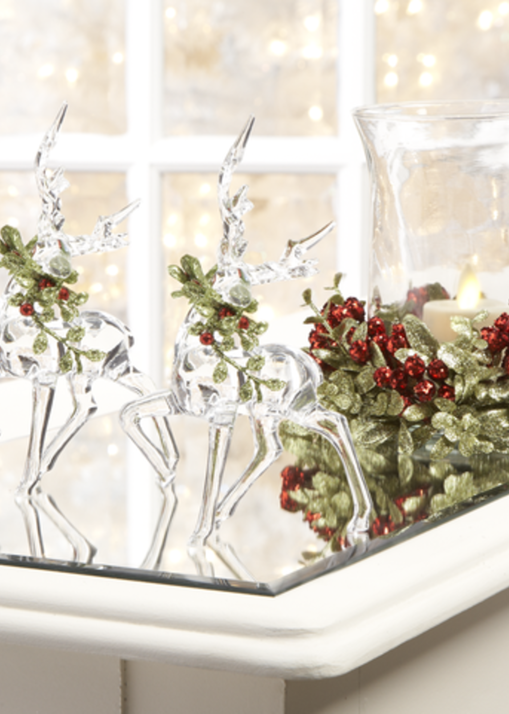 Ganz *4" Crystal Deer w/Mistletoe-Ganz*