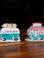 Blue Sky Clayworks *Flamingo Camper Salt and Pepper Set-Blue Sky