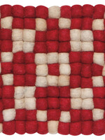 Danica *Square Red/White Wool Dot Trivet-Danica