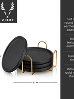 Viski *s/4 Black Earthenware Coasters True-Design