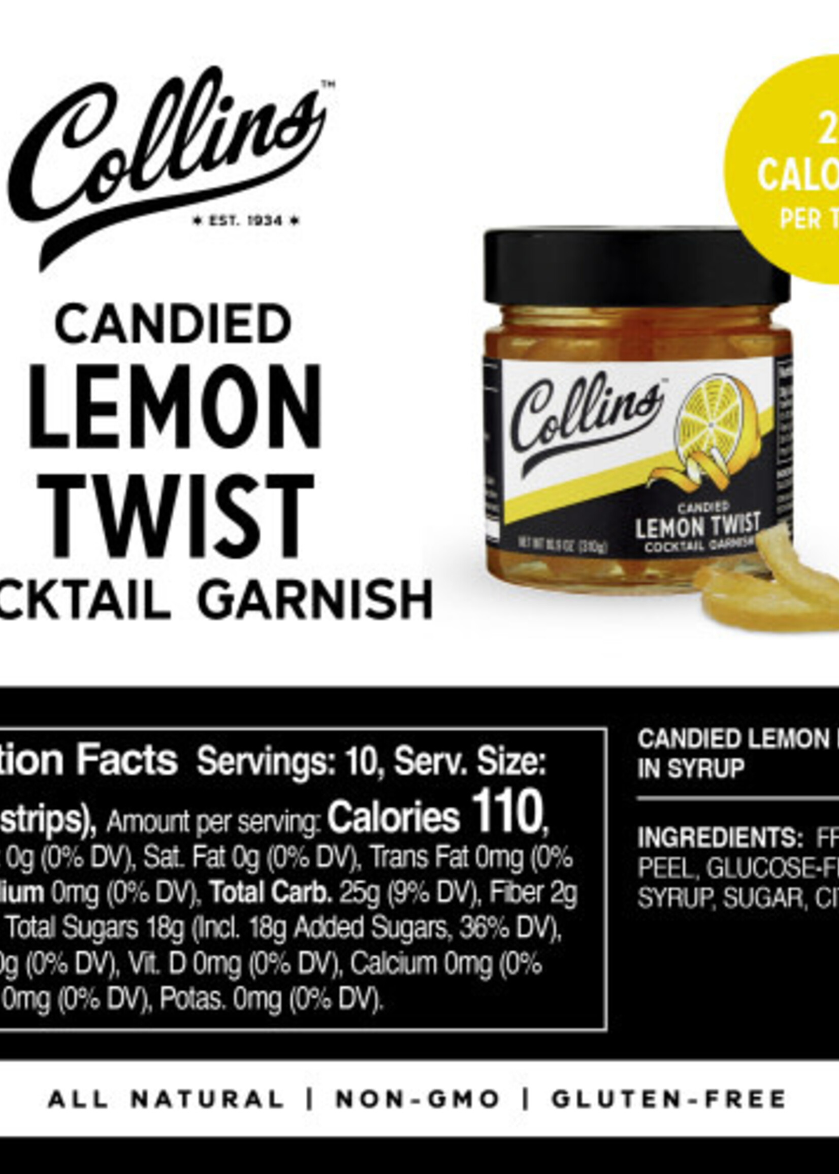 Collins *10.9oz Lemon Twist in Syrup True-Design