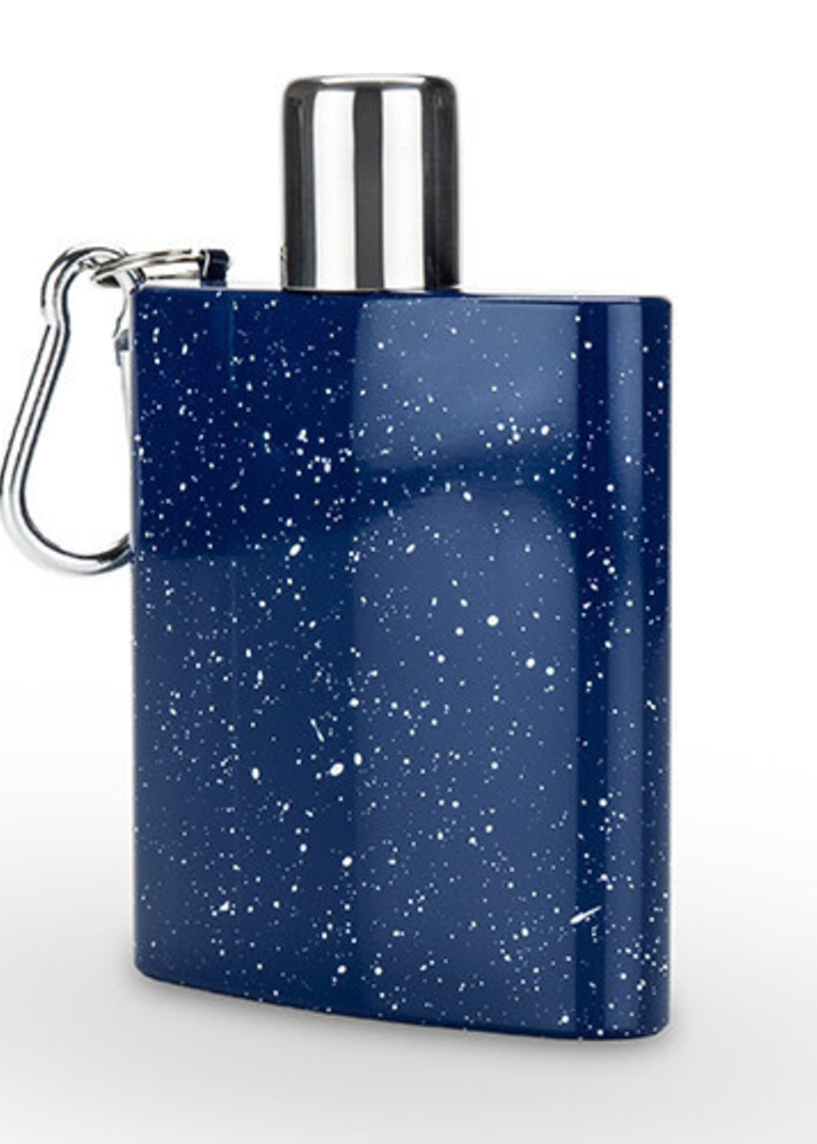 True Brands *Navy/White Dots Enamel Carabiner Flask True-Design