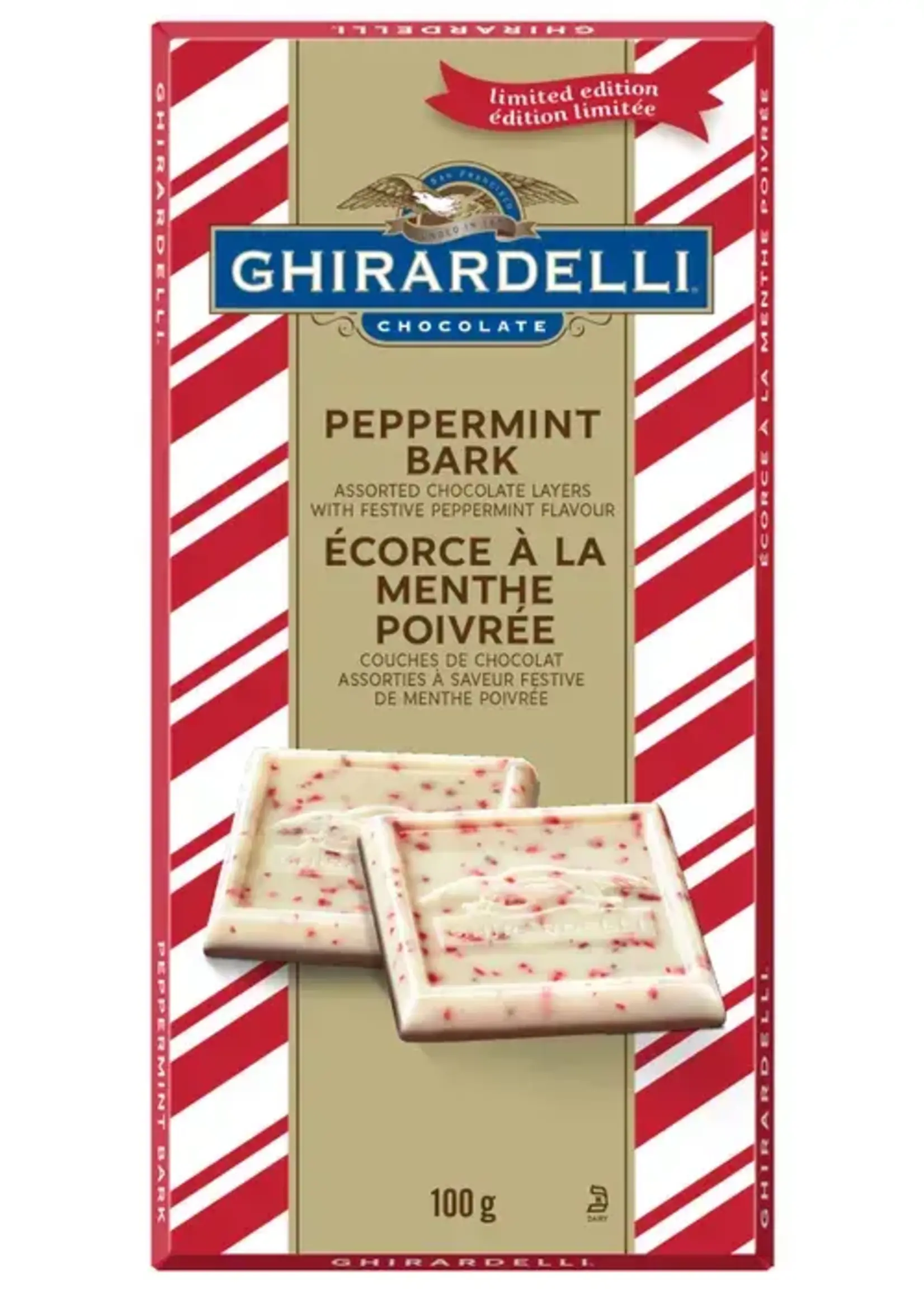 Ghirardelli *100g Ghirardelli Milk Chocolate Peppermint Bark Squares-Edoko