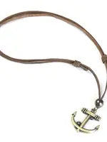 Mad Man *Leather Anchor Necklace-Spruced