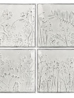 Ganz *17" White Embossed Metal Wildflower Wall Art-Ganz