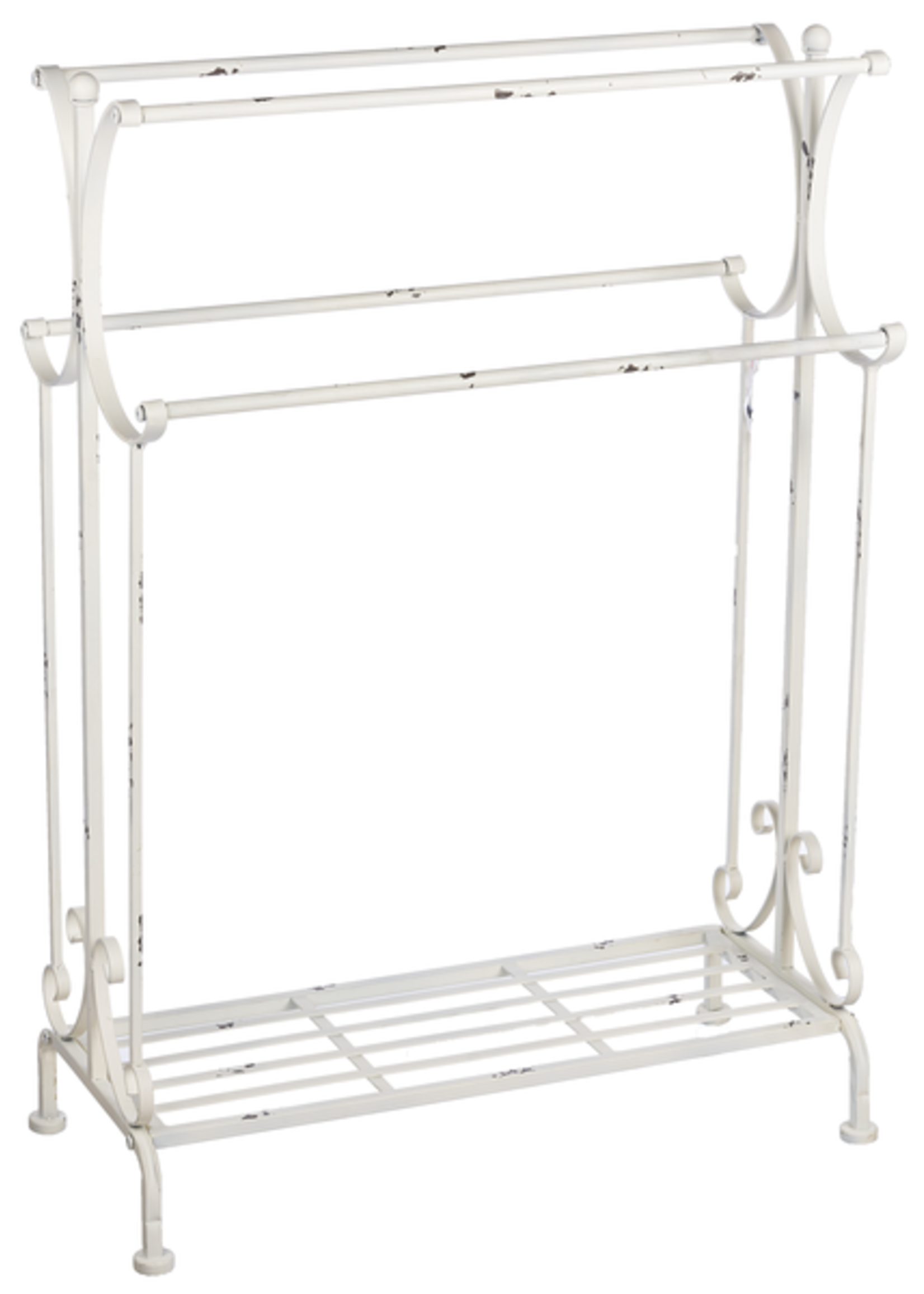 Ganz *Distressed White Iron Blanket Stand-Ganz