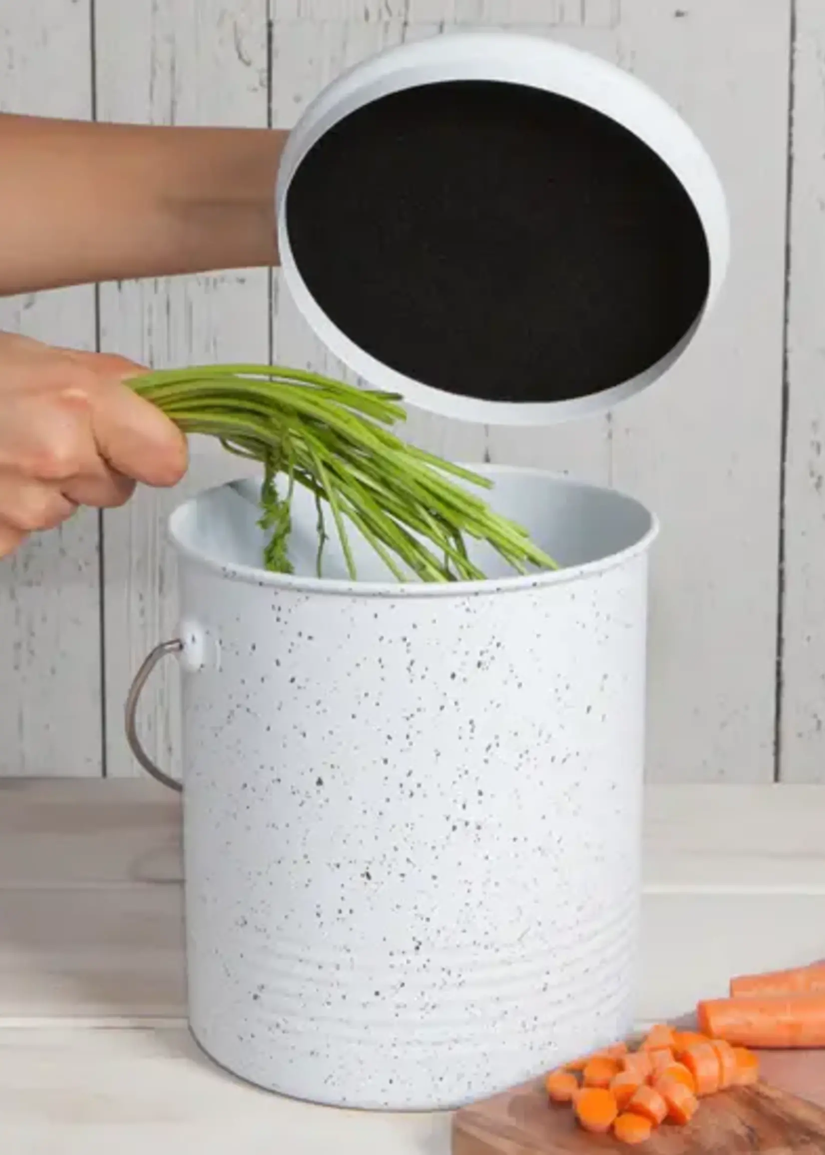Danica *4.5L White Speckled Metal Compost Bin-Danica