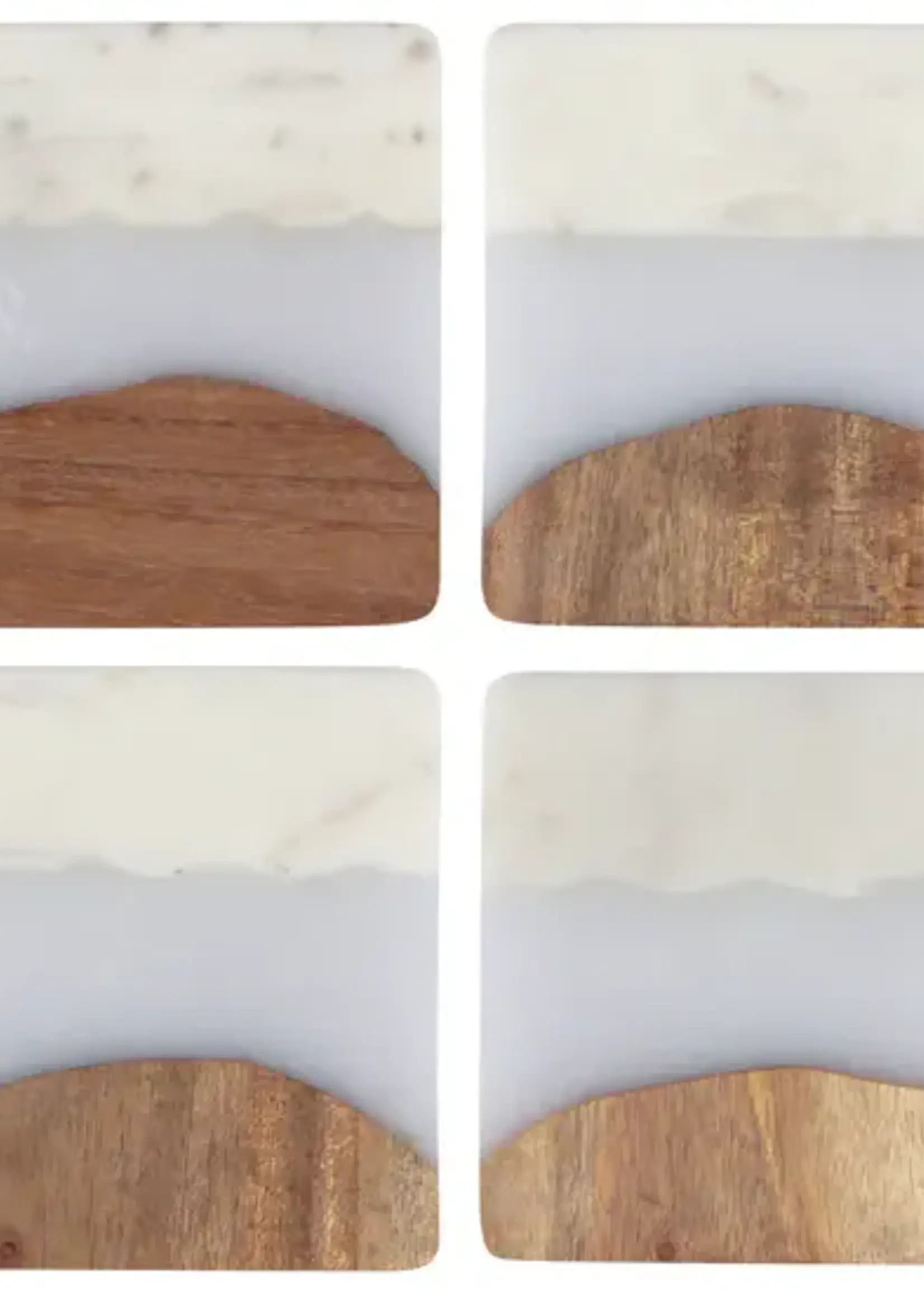 Danica *s/4 White Resin/Marble/Wood Coasters-Danica
