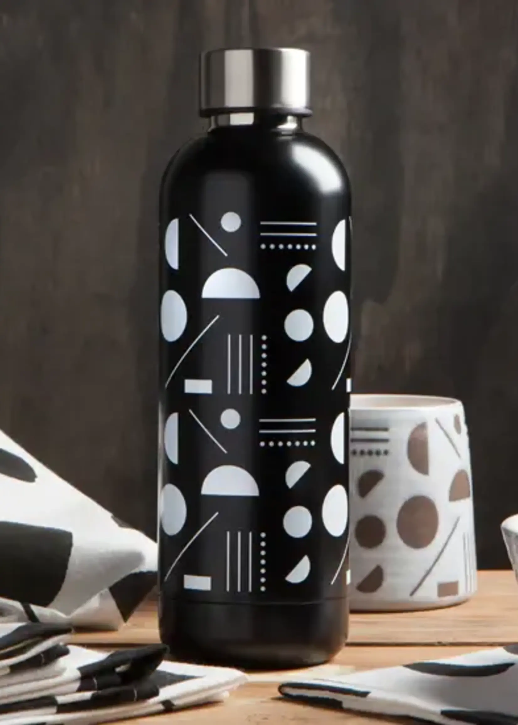 Danica *17oz Black/White Domino Water Bottle-Danica