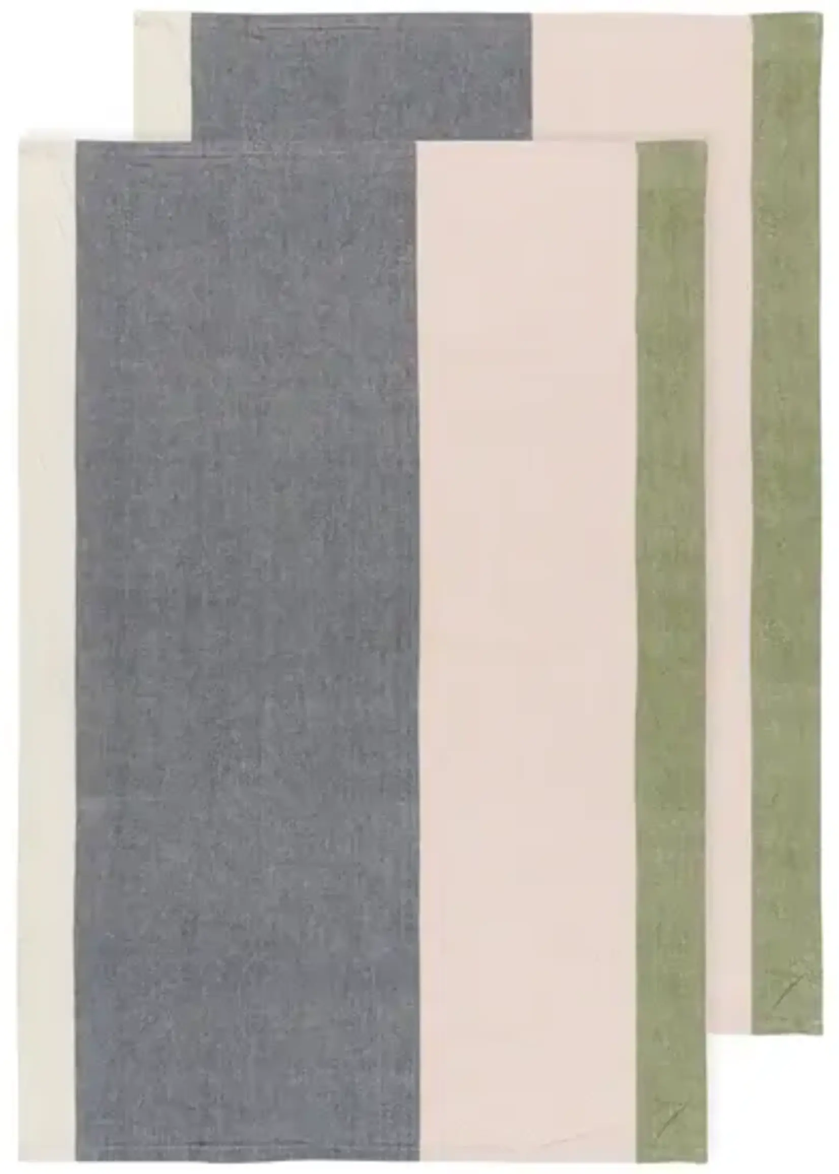 Danica *s/2 Grey/Green/Tan Striped Refract Formation Tea Towels-Danica