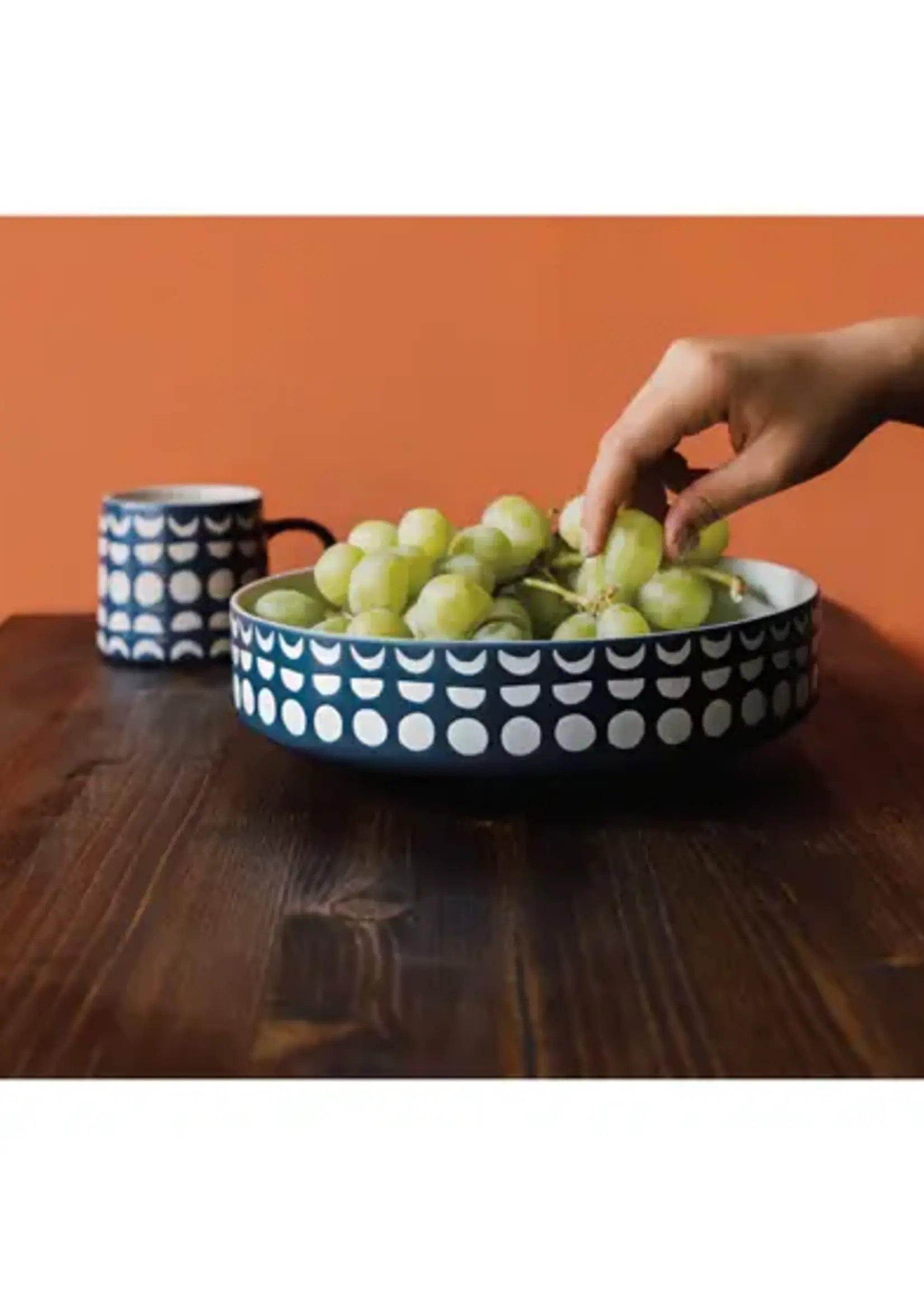 Danica *Navy w/White Dots Serving Bowl-Danica