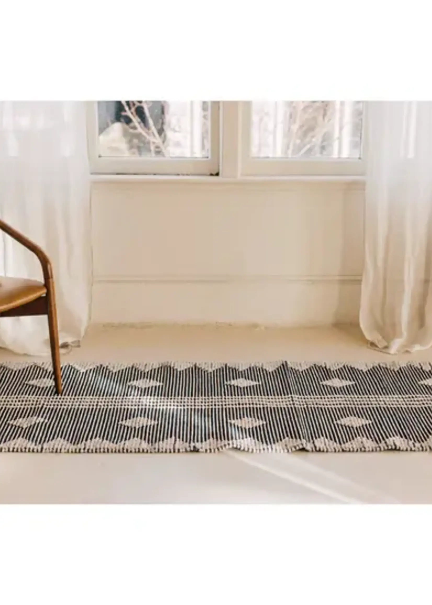 Danica *30x96" Navy/Tan Mirror Cotton Hall Runner-Danica