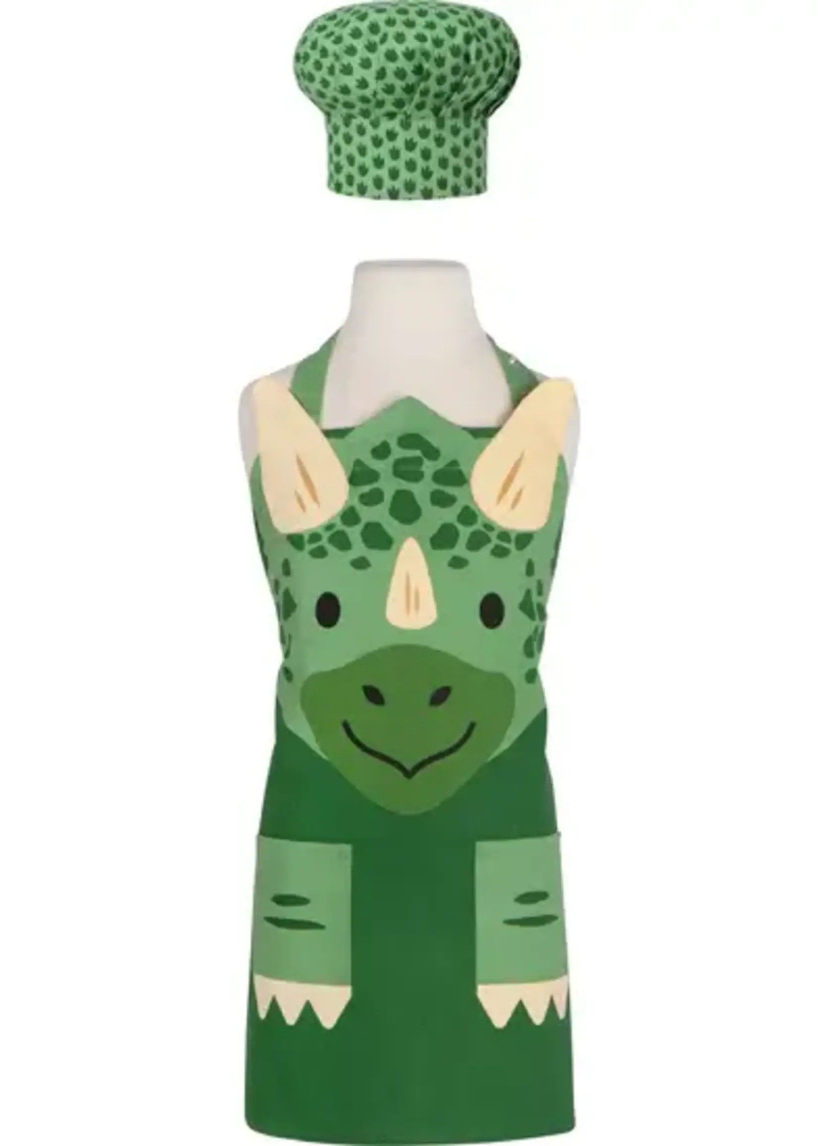 Danica *Green Dino Kid's Apron w/Chef's Hat-Danica
