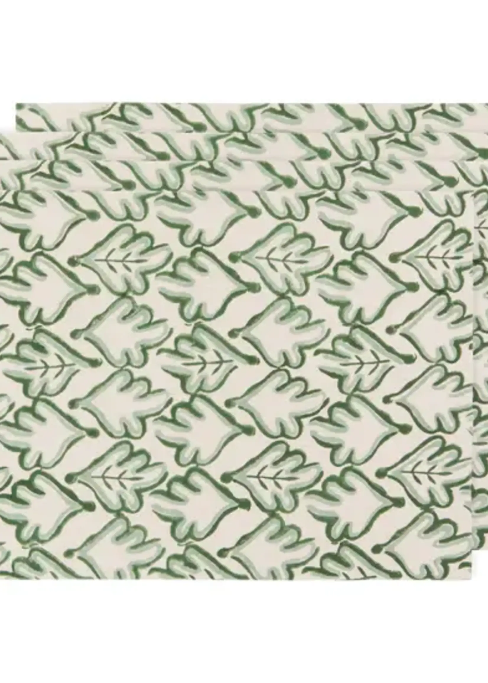 Danica *s/4 Cream w/Green Leaves Hedge Block Placemats-Danica