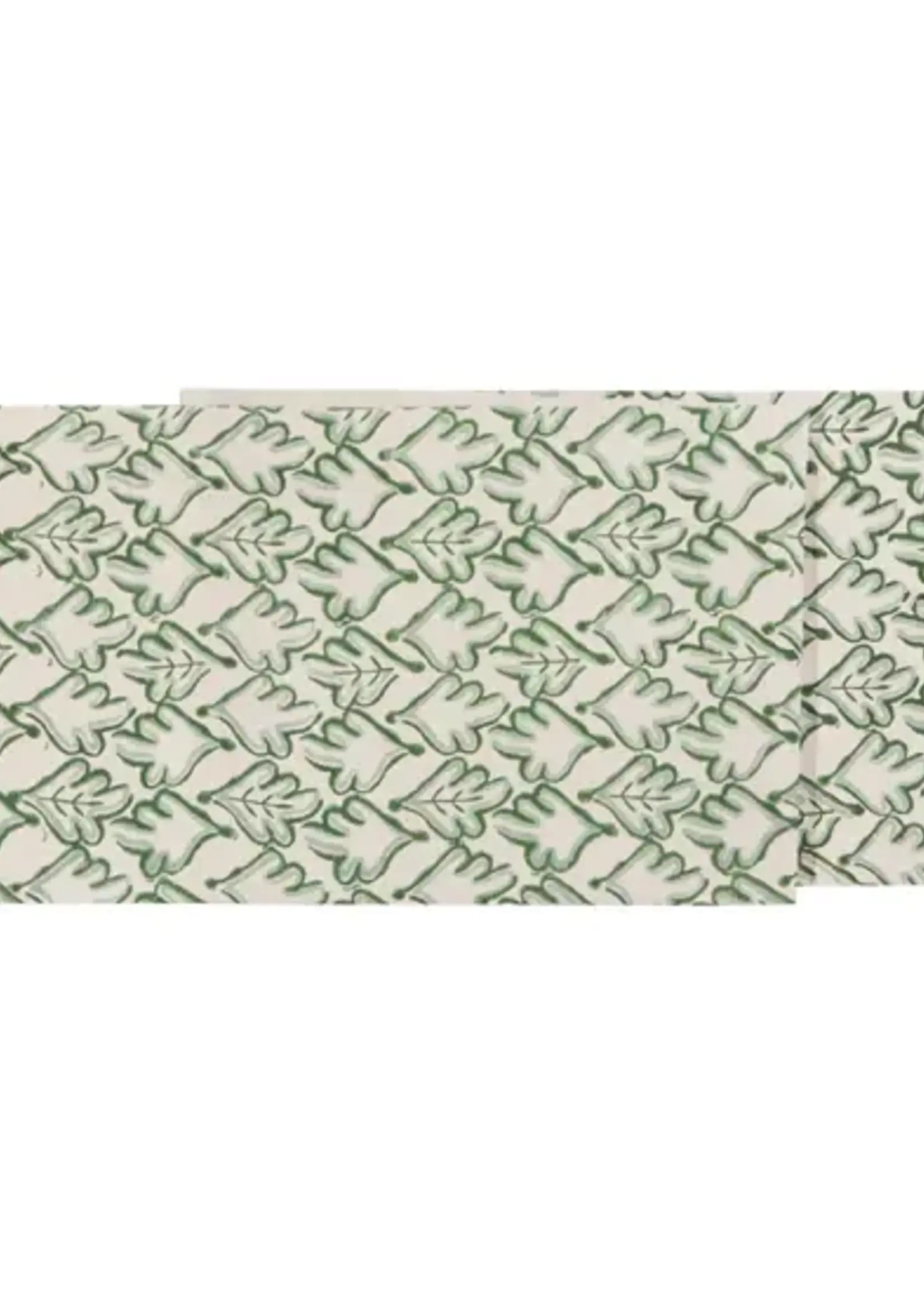 Danica *72" Cream w/Green Leaves Hedge Block Table Runner-Danica