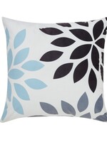 Fabstyles *18" White w/Grey/Black/Blue Flowers Cushion Cover-Fabstyles