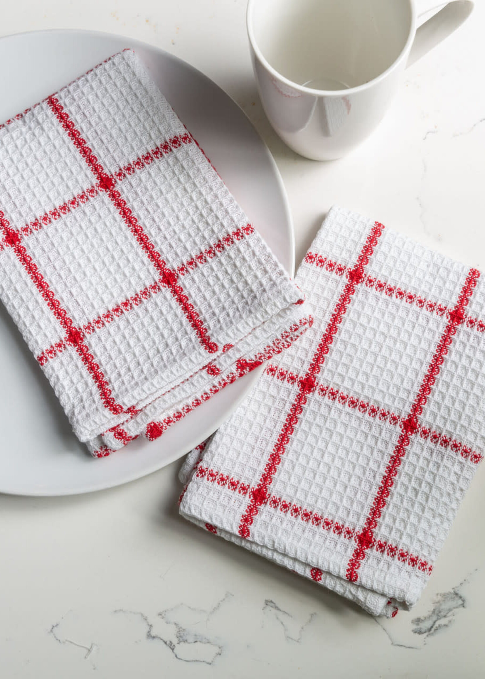 Fabstyles *s/2 Red/White Waffle Dish Cloths-Fabstyles