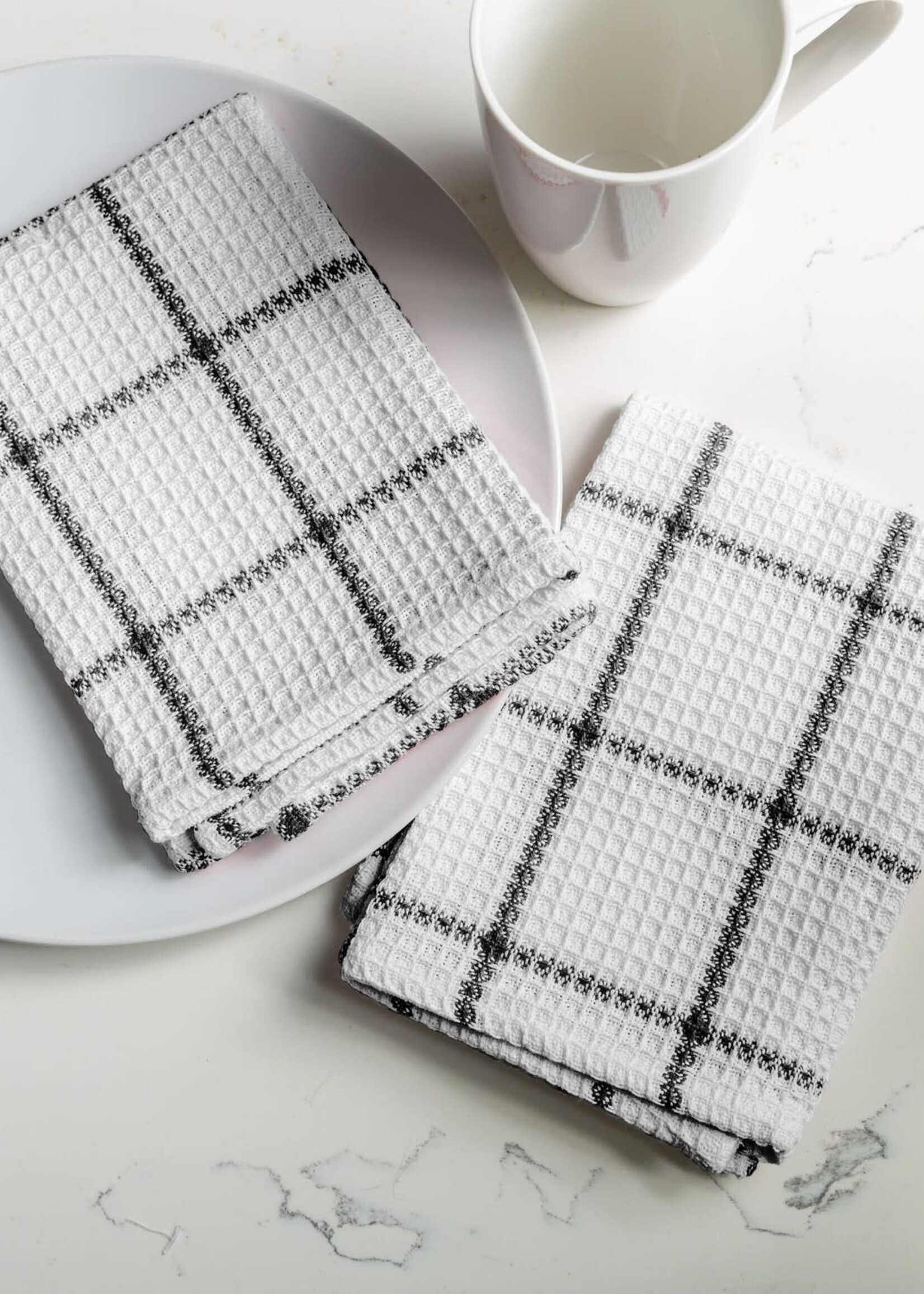 Fabstyles *s/2 Black/White Waffle Dishcloths-Fabstyles