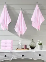 Fabstyles Pink Hand Towel w/Solid Stripe-Fabstyles