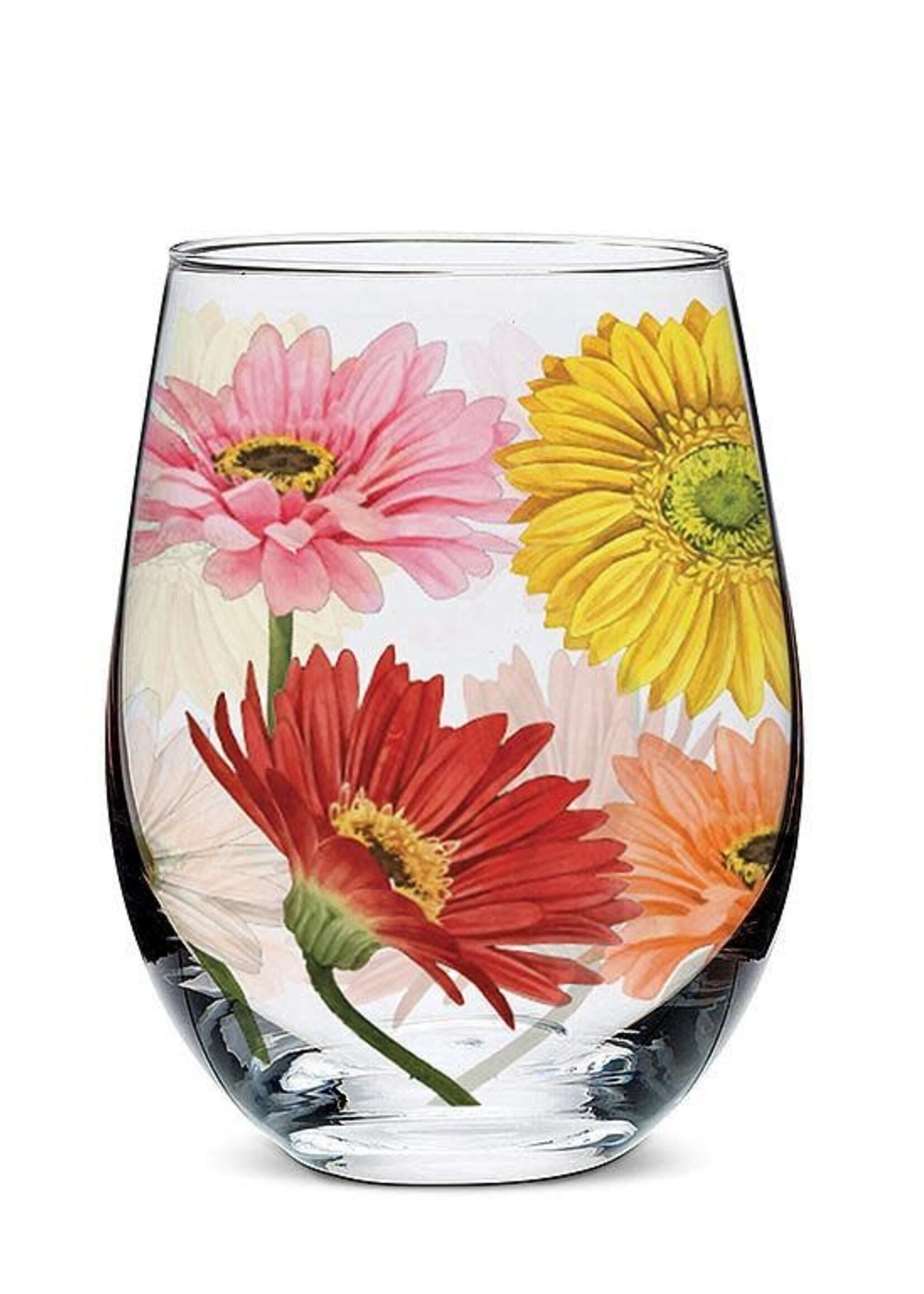 Abbott *14oz Gerbera Daisy Stemless Wine Glass-Abbott