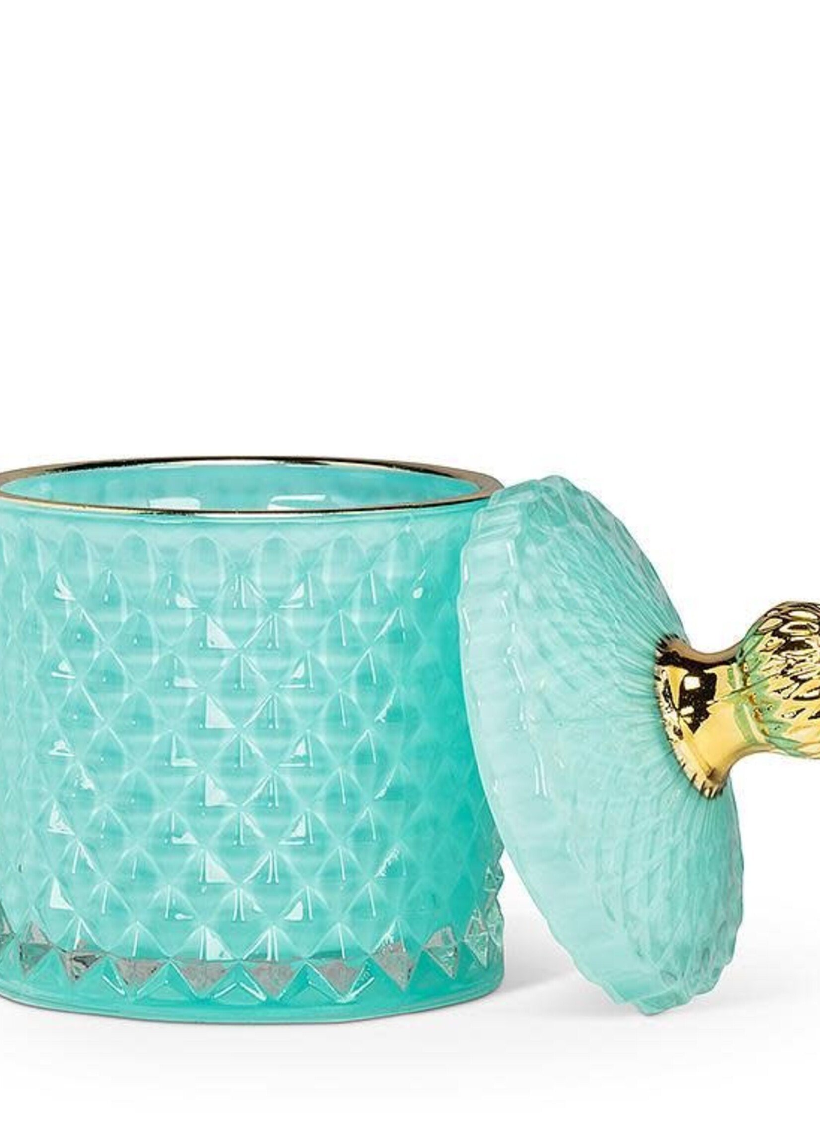 Abbott *Turquoise Quilted Covered Glass Jar-Abbott