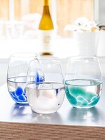 Abbott *18oz Turquoise Fused Dots Stemless Wine Glass-Abbott