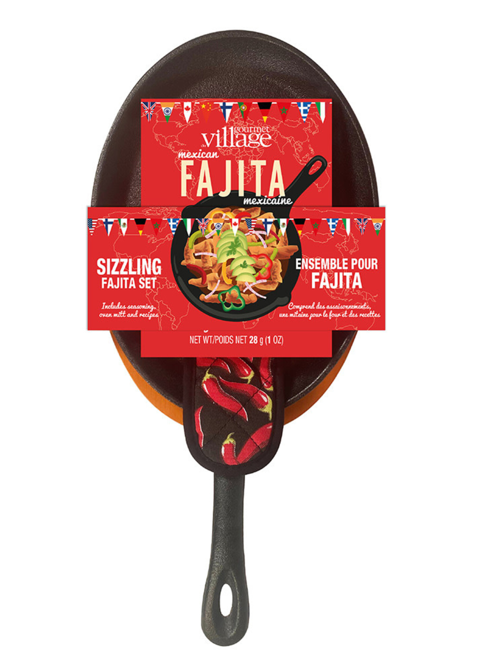 Gourmet du Village *Fajita Cast Iron Skillet w/Seasoning Kit- Gourmet Village