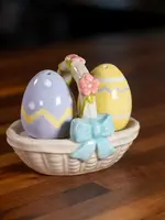 Blue Sky Clayworks *Basket w/Eggs Salt and Pepper Set-Blue Sky