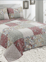 Peace Arch Imports *Kg Rose/Green Floral  Sojourn Coverlet w/Shams-Peace Arch