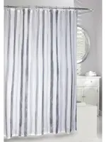 Moda@Home *Blue/White Watercolour Stripes Fabric Shower Curtain-Moda