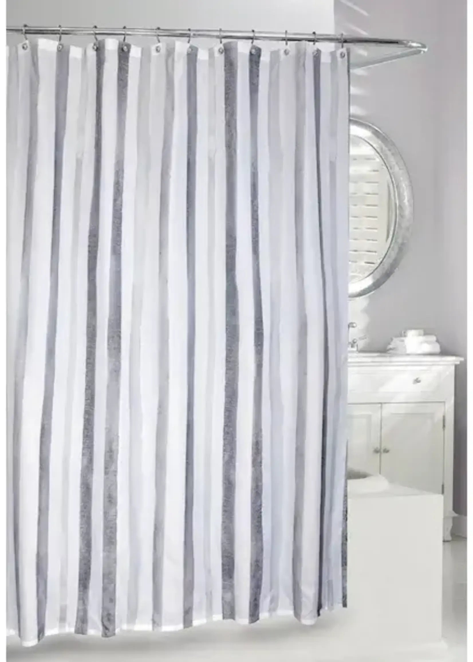 Moda@Home *Blue/White Watercolour Stripes Fabric Shower Curtain-Moda