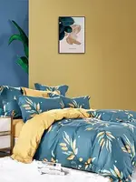 Livia Home *Qn Teal w/Orange Branch Emma Duvet Cover Set-Livia