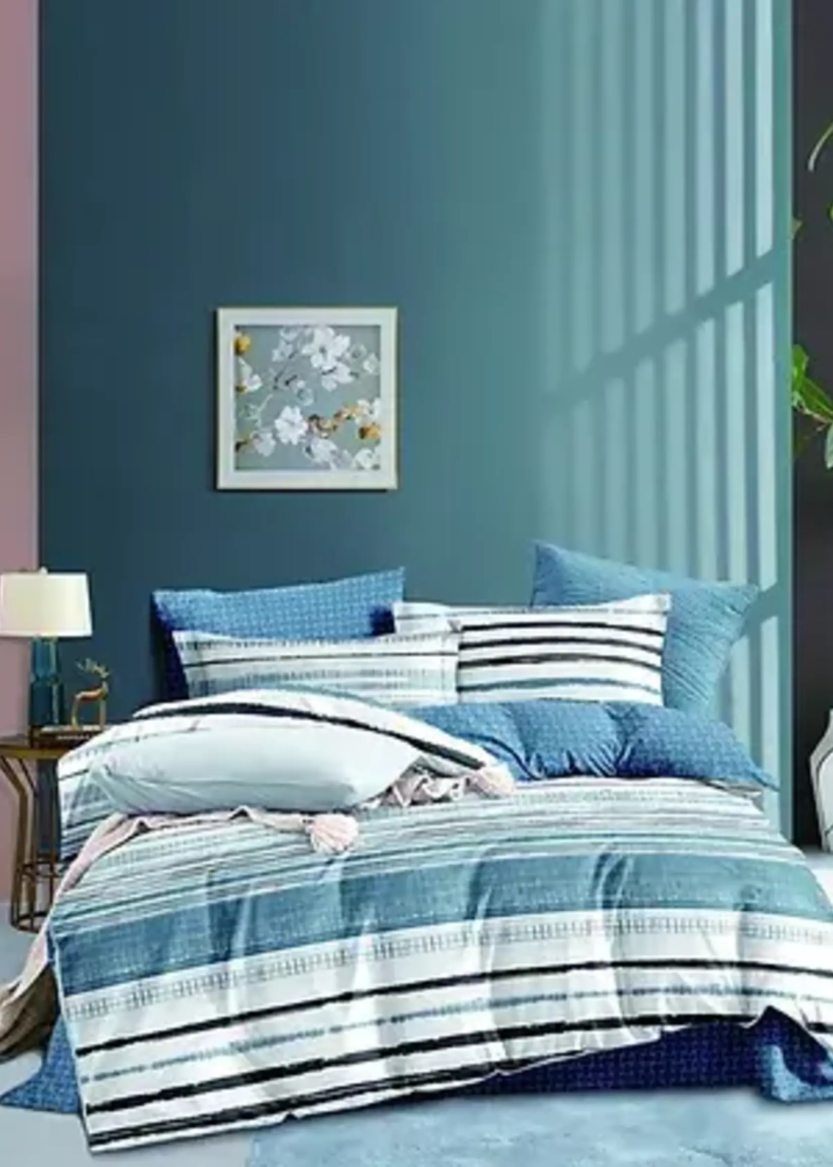 Livia Home *Qn Blue Stripe Joel Duvet Cover Set-Livia