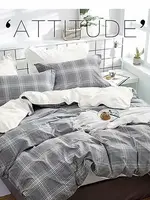 Livia Home *Kg Grey/White Large Check Mathis Duvet Cover Set-Livia