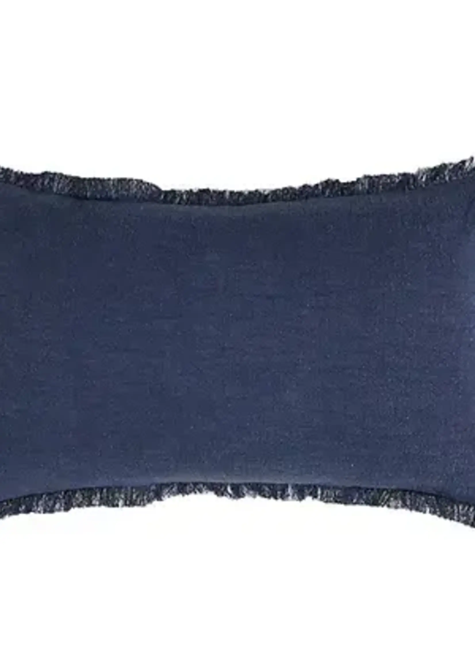 Livia Home *12x20" Navy Blue Linen w/Fringe Cushion-Livia