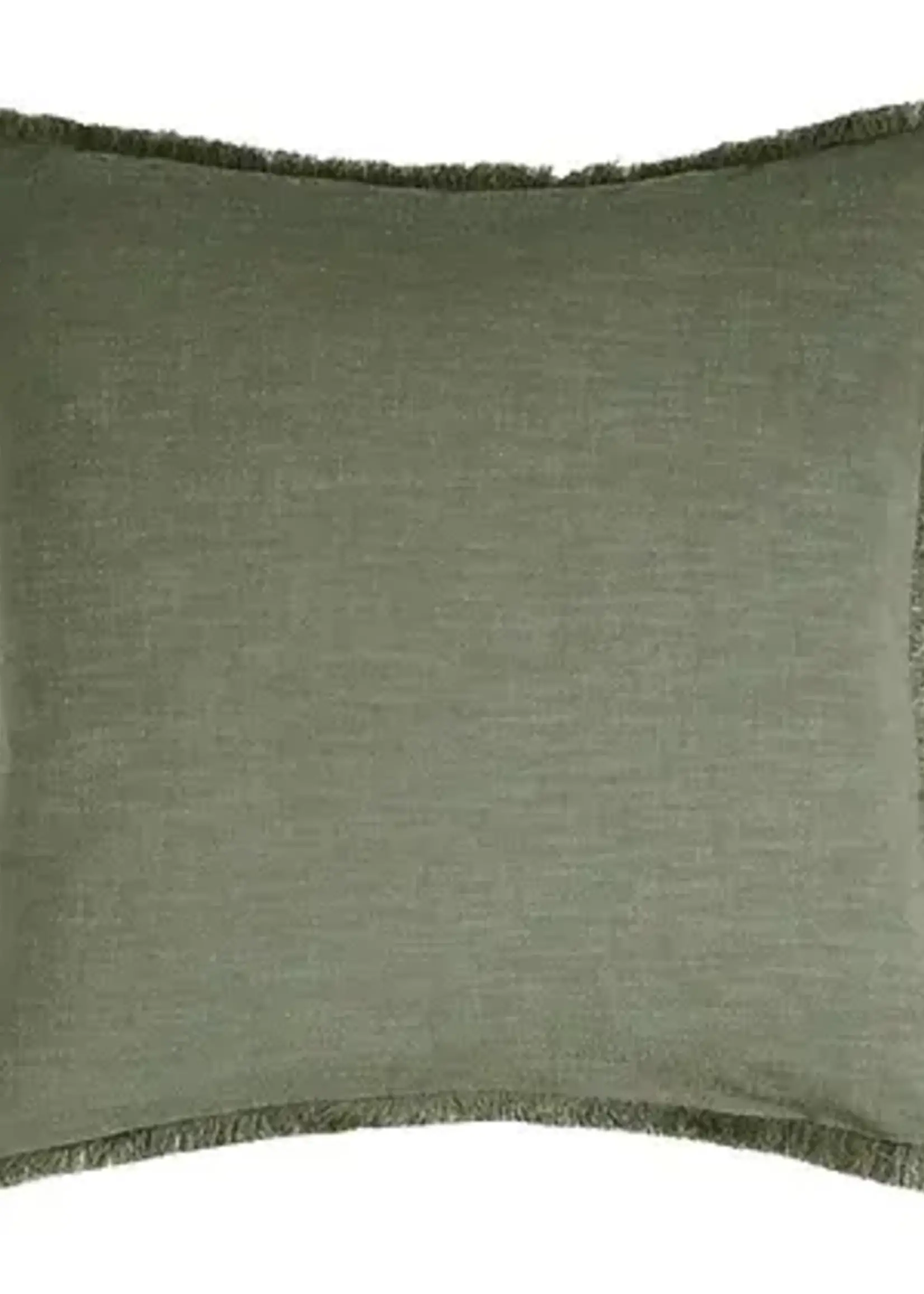 Livia Home *20" Green w/Fringe Linen Cushion-Livia