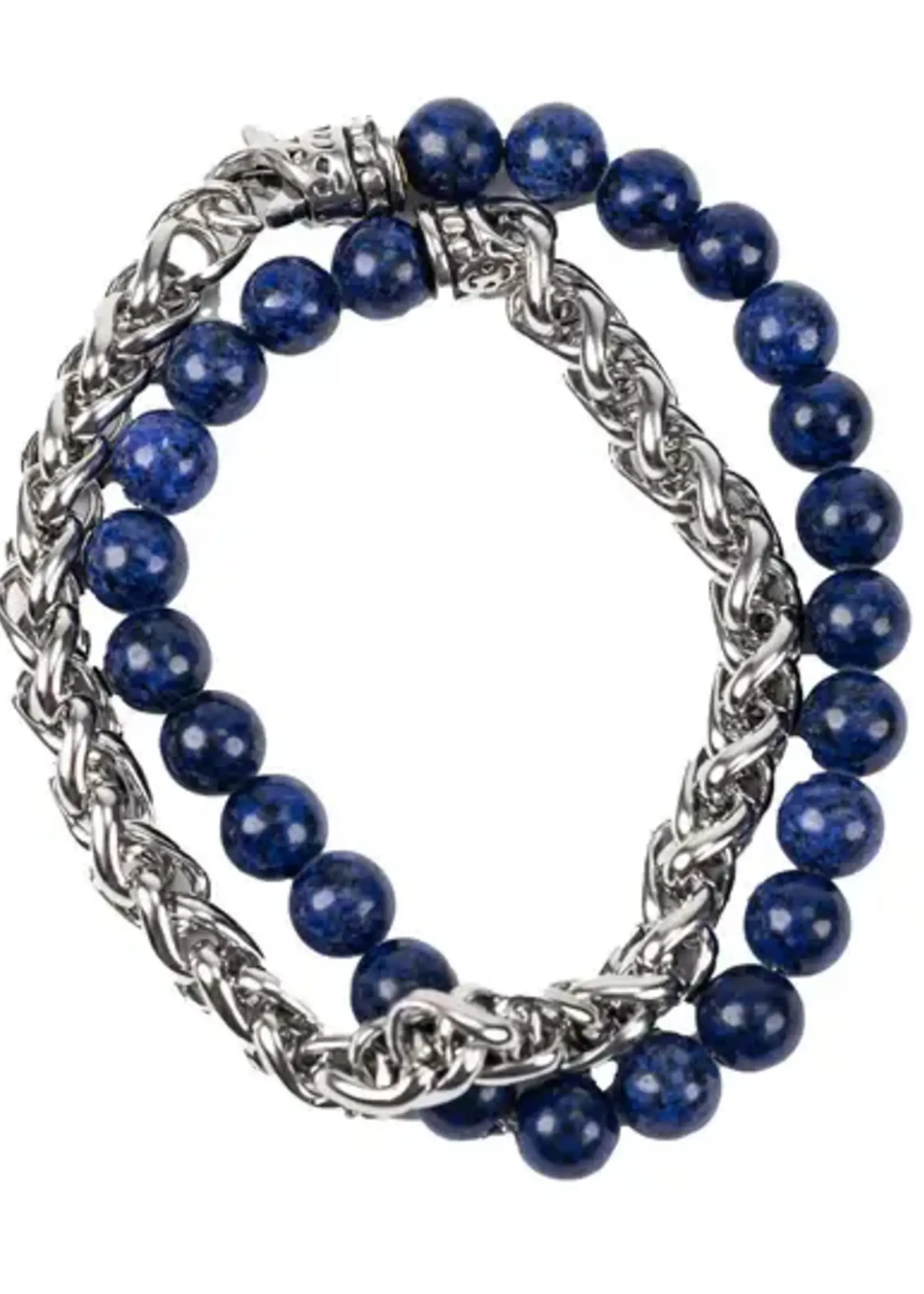 Mad Man *Lapis Blue Stone/Silver Chain Bracelet-Spruced