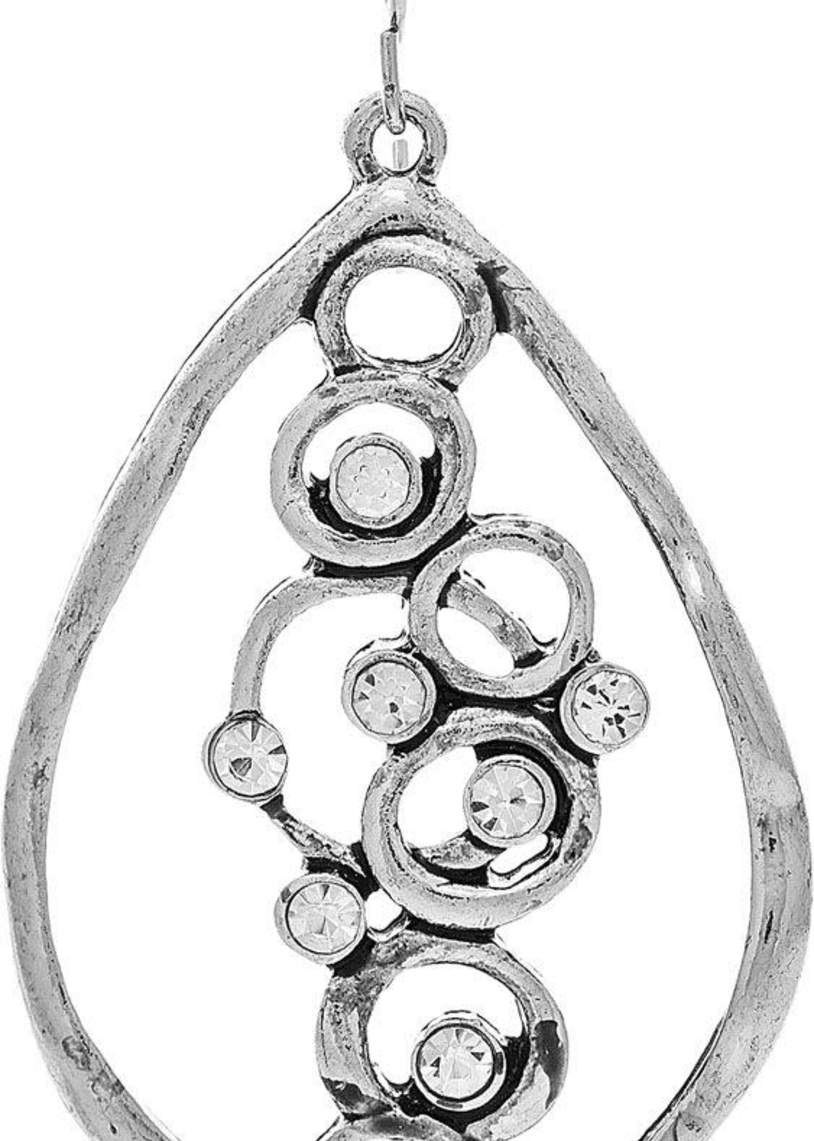 Rain Jewellery *Silver Crystal Curlicue Centre Burnished Earring-Rain